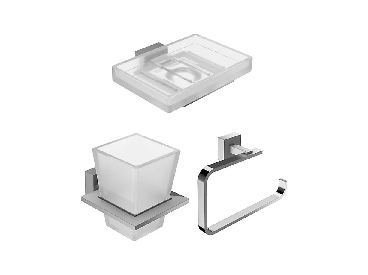 JACOB DELAFON Lot Porte savon Moderne, Porte gobelet Moderne avec verre et Anneau porte-serviettes Moderne