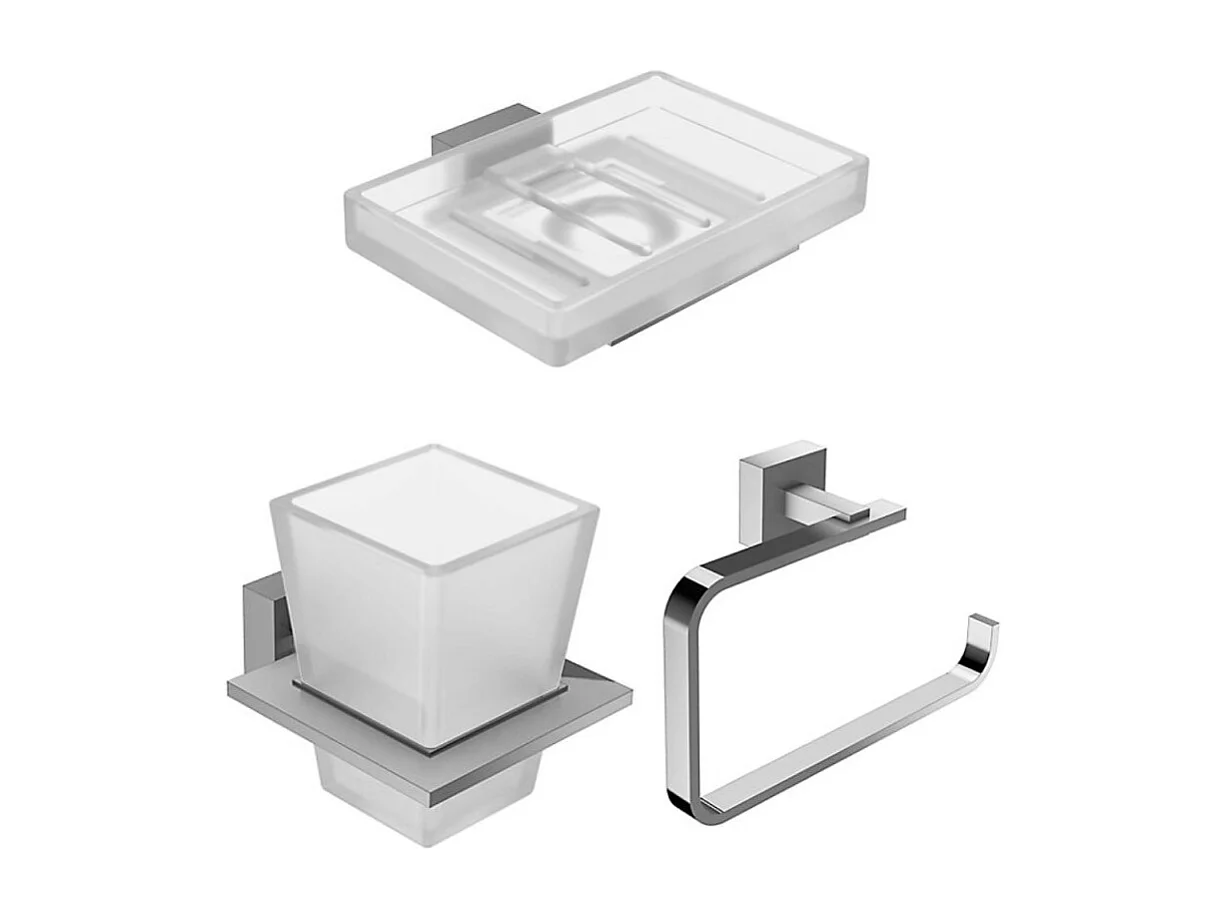 JACOB DELAFON Lot Porte savon Moderne, Porte gobelet Moderne avec verre et Anneau porte-serviettes Moderne