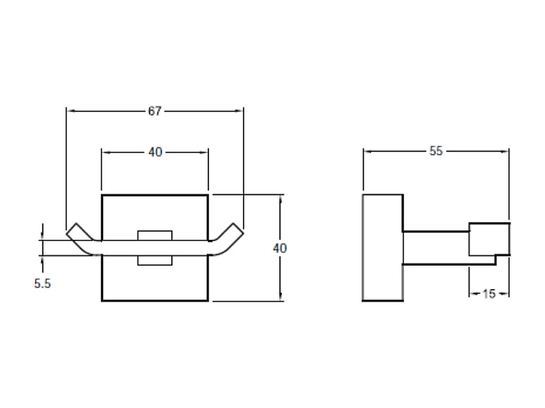 JACOB DELAFON Patère double Eo Moderne en métal Chromé 6,7x4 cm