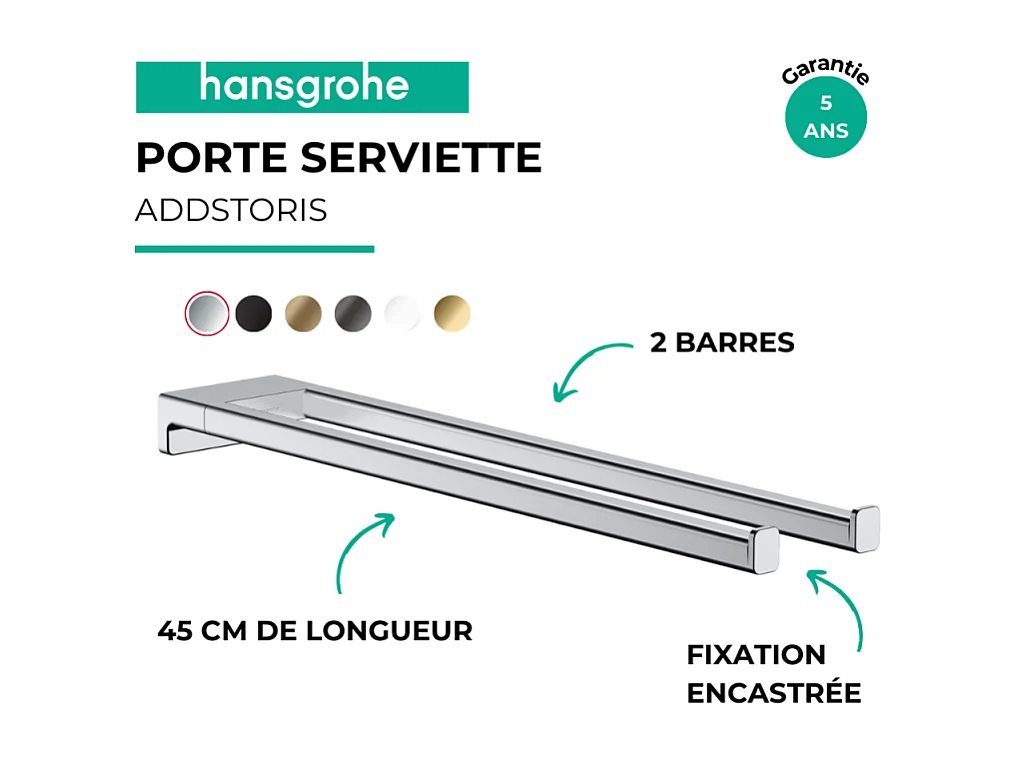 HANSGROHE Toallero de doble rama 450 mm cromo AddStoris