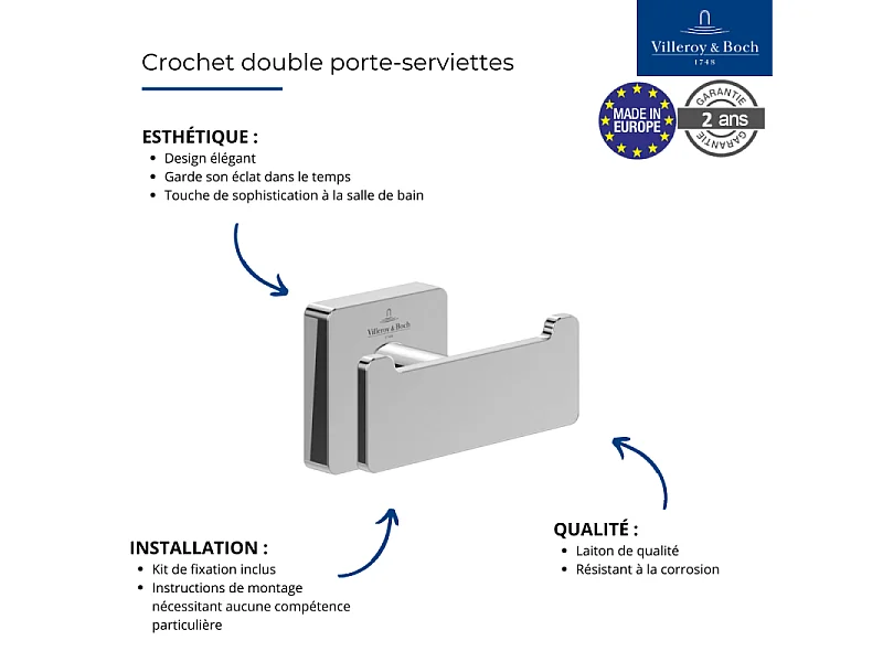 Crochet double VILLEROY ET BOCH Elements - Striking aspect or brossé