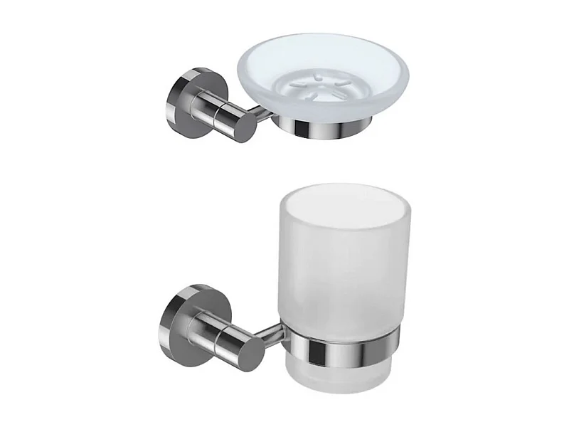 JACOB DELAFON Lot Porte savon Classique Chrome et Porte gobelet Classique avec verre chrome