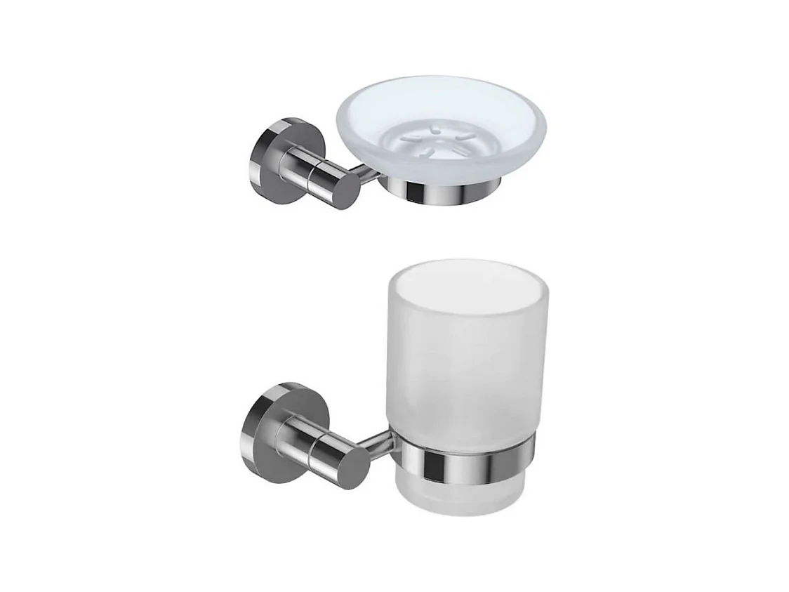 JACOB DELAFON Lot Porte savon Classique Chrome et Porte gobelet Classique avec verre chrome