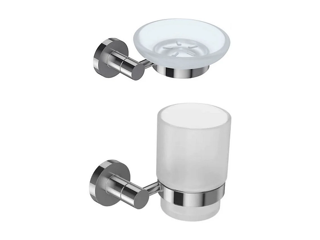 JACOB DELAFON Lot Porte savon Classique Chrome et Porte gobelet Classique avec verre chrome