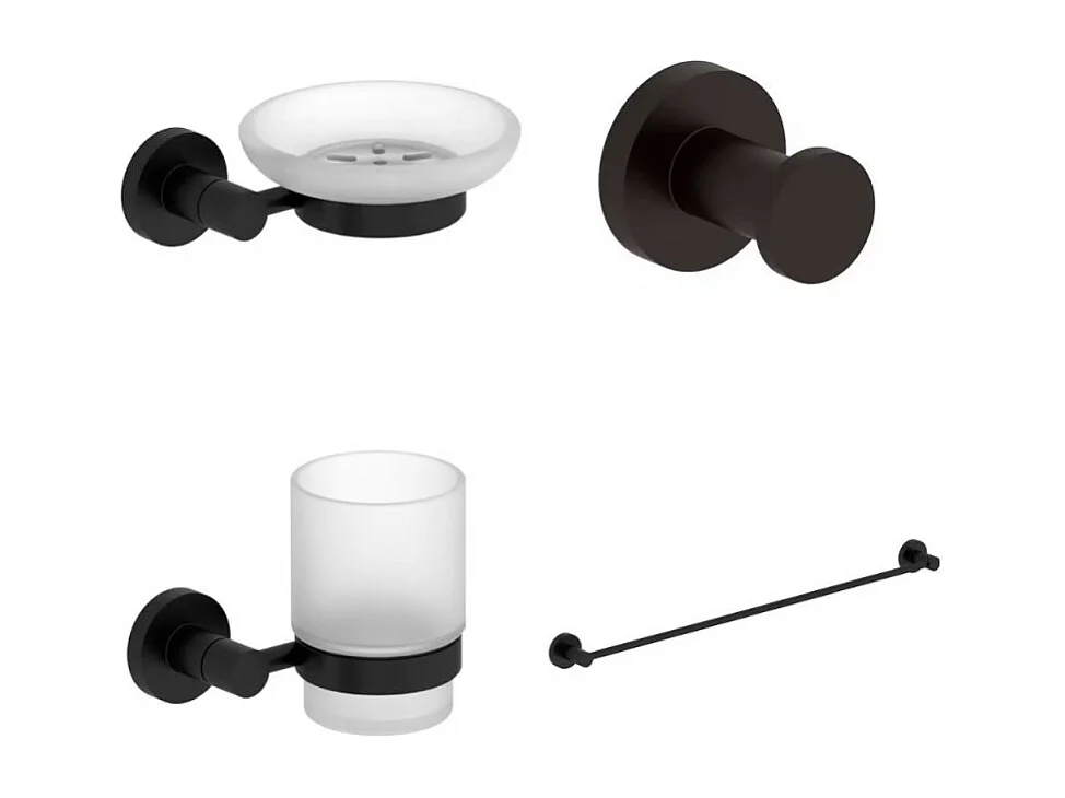 Porte-gobelet + Patère + Porte savon + Barre porte-serviettes