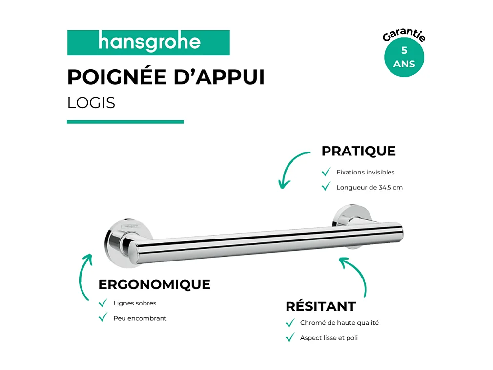 HANSGROHE Poignée d'appui chromé Logis Universal