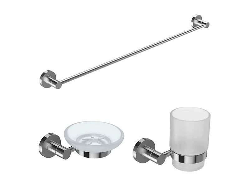 JACOB DELAFON Lot Porte savon Classique, Porte gobelet Classique avec verre et Barre porte-serviettes Classique