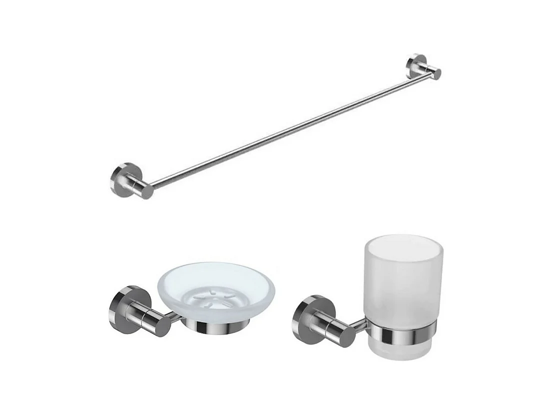 JACOB DELAFON Lot Porte savon Classique, Porte gobelet Classique avec verre et Barre porte-serviettes Classique