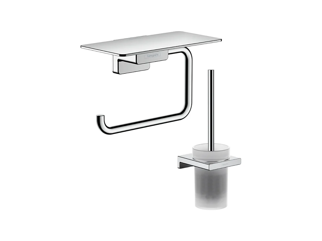 Porte-brosse WC HANSGROHE Addstoris + Porte-papier WC avec tablette chromé