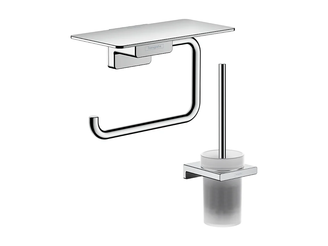 Porte-brosse WC HANSGROHE Addstoris + Porte-papier WC avec tablette chromé