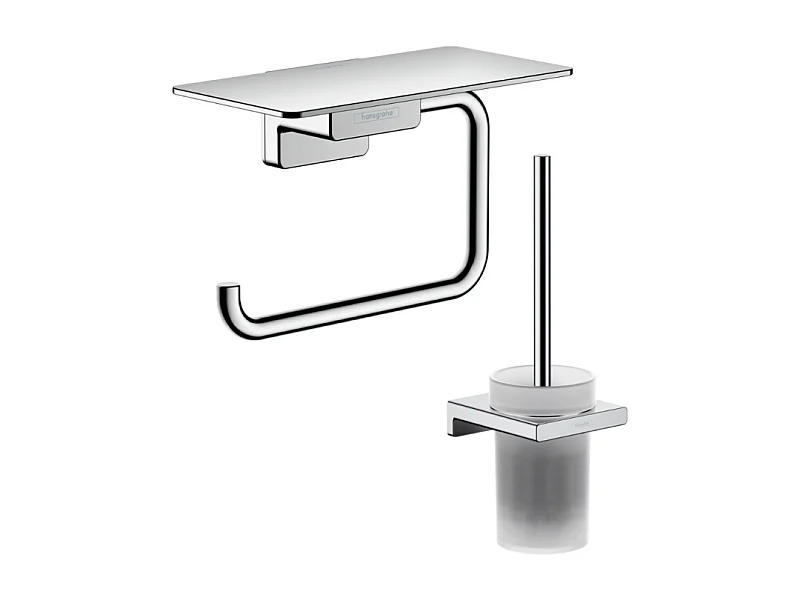 Porte-brosse WC HANSGROHE Addstoris + Porte-papier WC avec tablette chromé