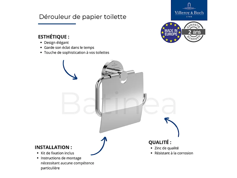 Dérouleur de papier toilette avec couvercle VILLEROY ET BOCH Elements - Tender