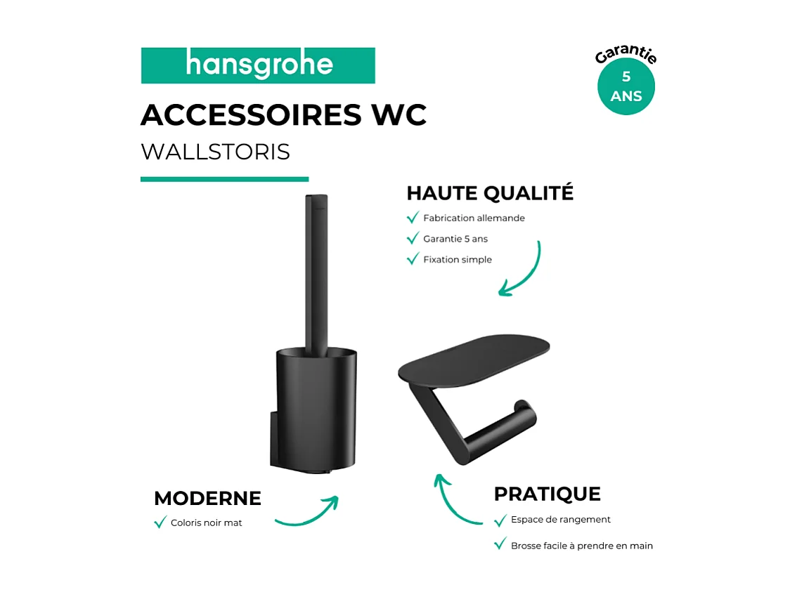 HANSGROHE Ensemble d'accessoires pour les toilettes noir mat WallStoris