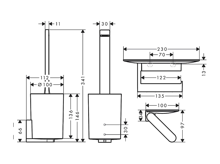 HANSGROHE Ensemble d'accessoires pour les toilettes noir mat WallStoris