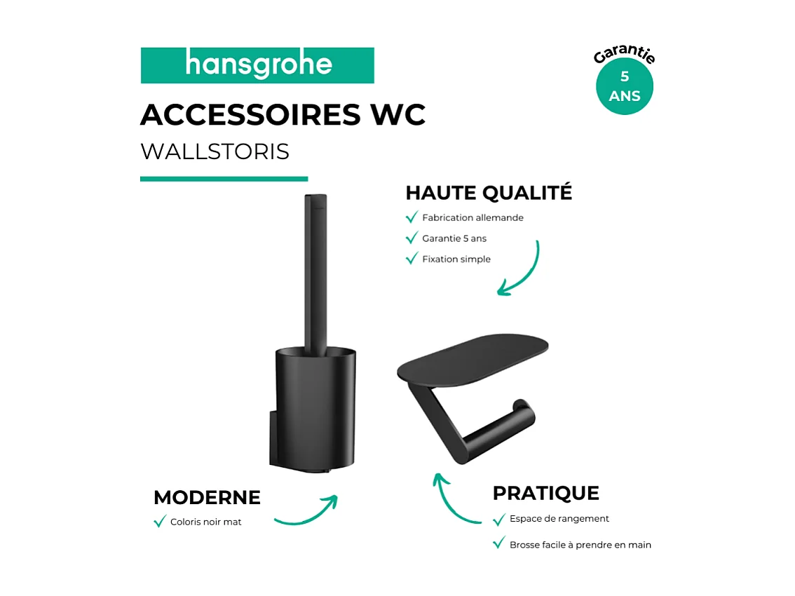 HANSGROHE Ensemble d'accessoires pour les toilettes noir mat WallStoris