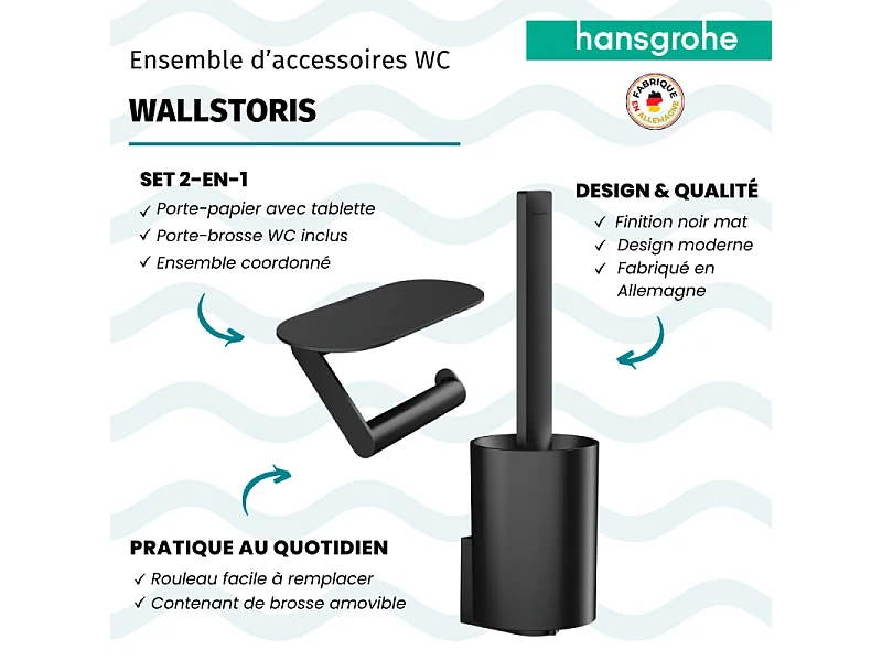 Porte-papier WC + Porte-brosse HANSGROHE WallStoris noir mat