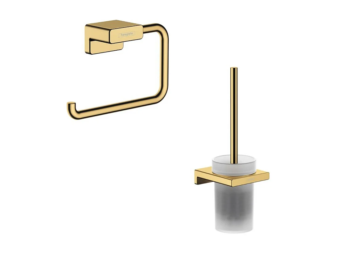 Porte-brosse WC HANSGROHE AddStoris + Porte-papier WC aspect doré poli