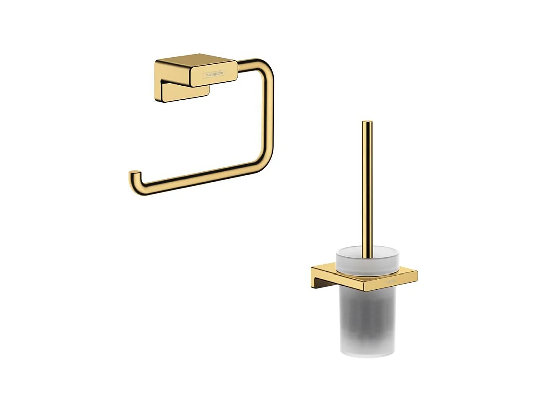 Porte-brosse WC HANSGROHE AddStoris + Porte-papier WC aspect doré poli