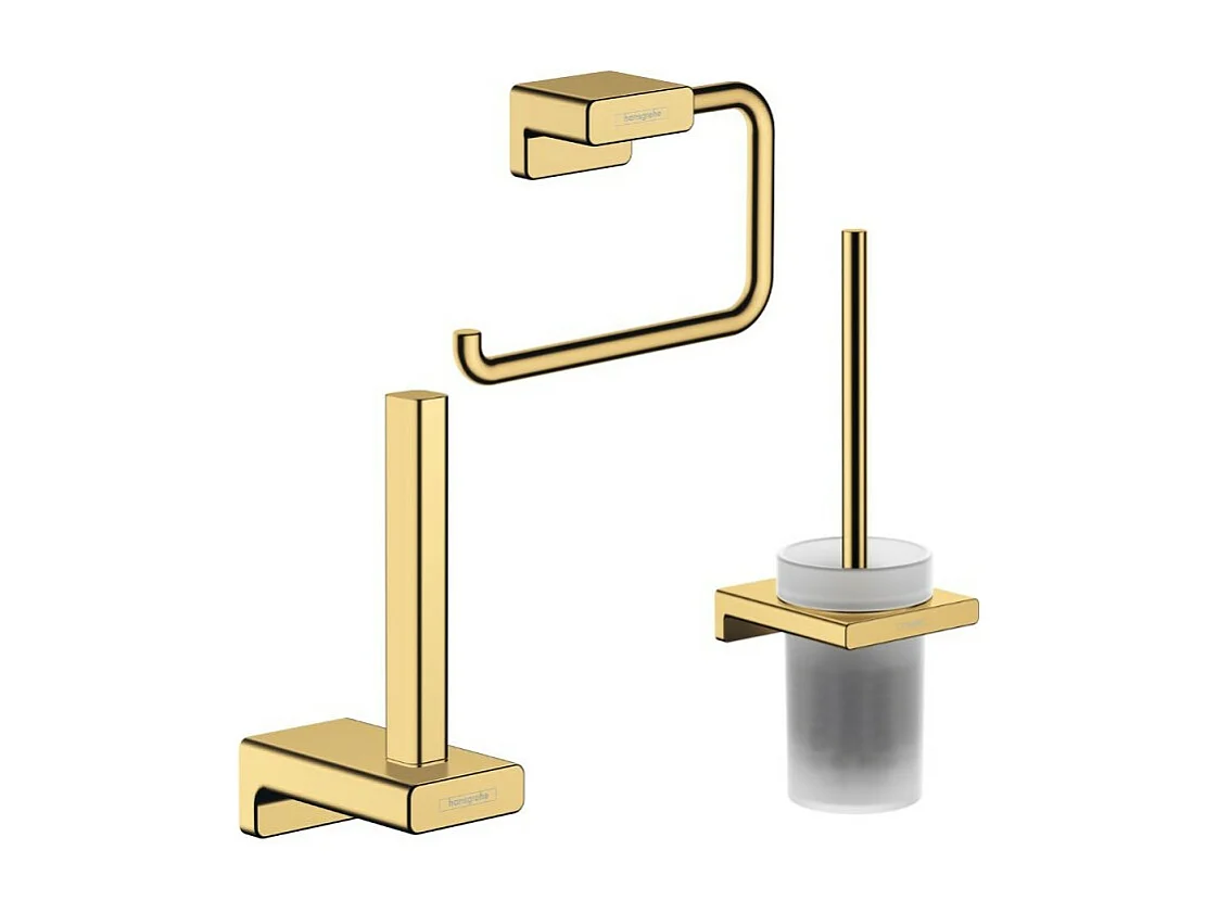 Porte-brosse WC HANSGROHE AddStoris + Porte-papier + Réserve porte-papier aspect doré poli