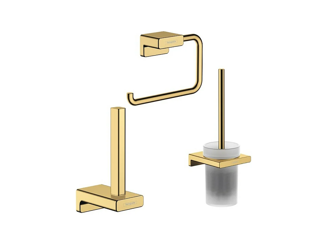 Porte-brosse WC HANSGROHE AddStoris + Porte-papier + Réserve porte-papier aspect doré poli