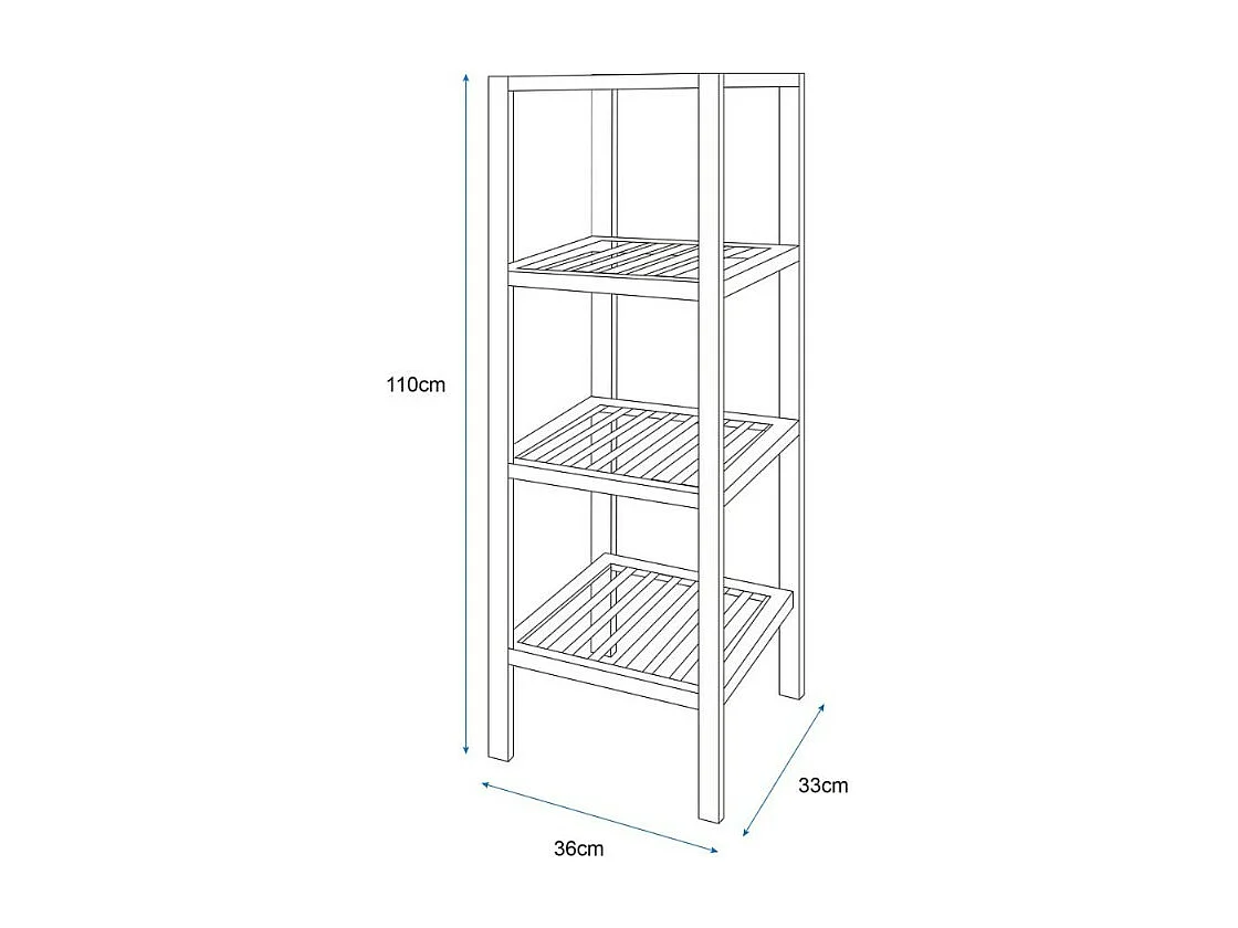 Etagère de salle de bain DEBLANCH lotus, avec 4 niveaux, bois