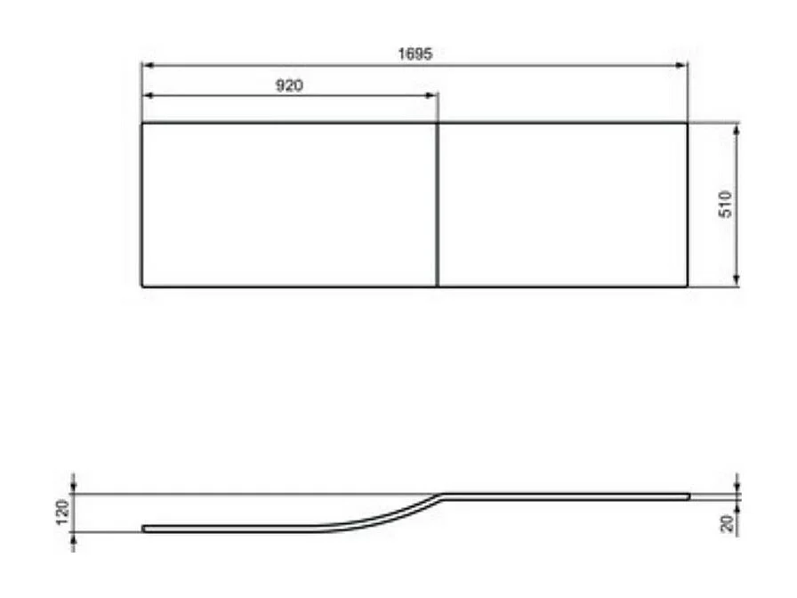 Ideal Standard Tablier baignoire frontal 1700 mm asymétrique Connect Air blanc
