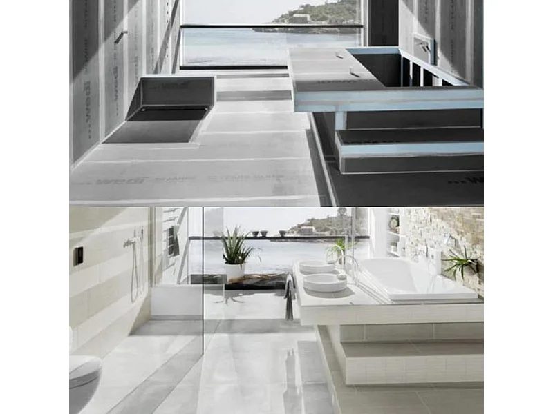 Pack 3 panneaux de construction WEDI 125 x 60 x 0,6 cm + colle à carrelage universelle 320