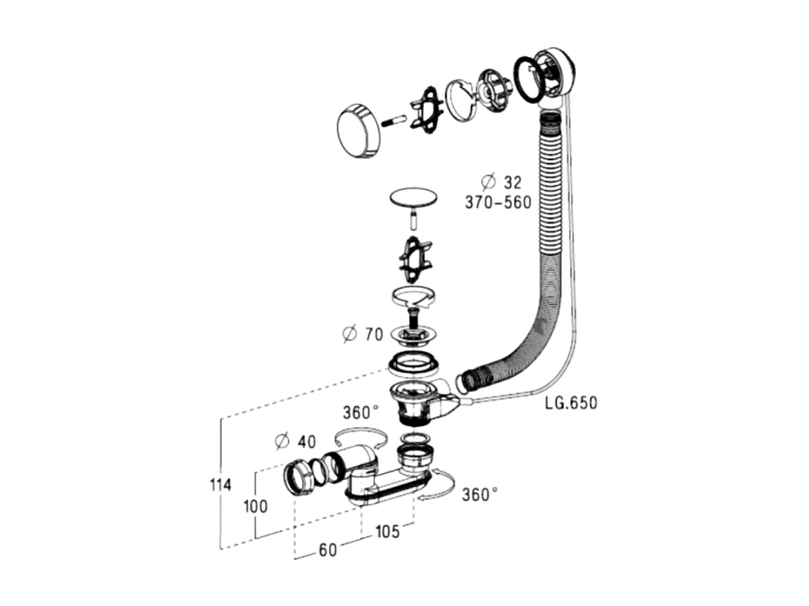 Desagüe de bañera a cable Nicoll TBR07