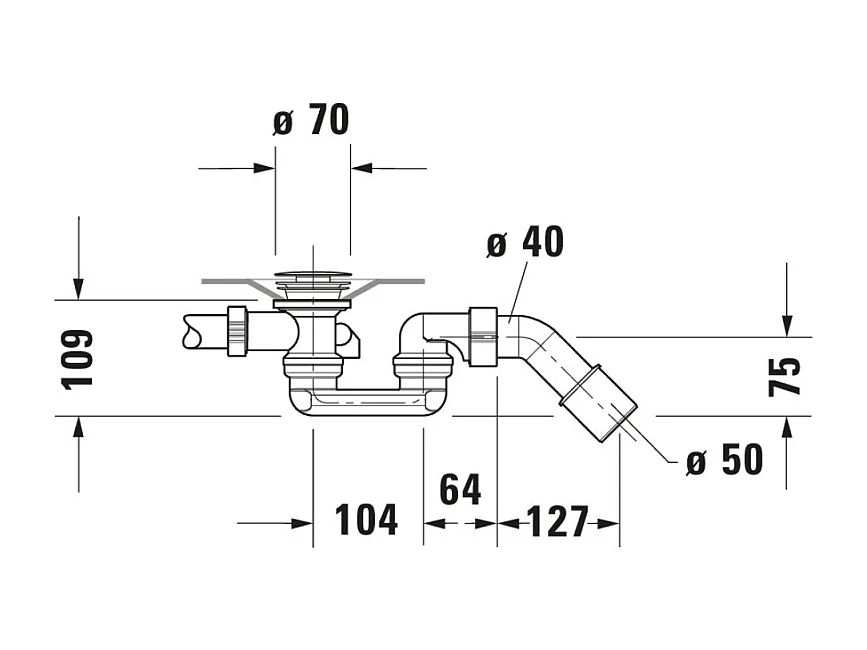 Desagüe de bañera DURAVIT lateral 40x8x40 cm