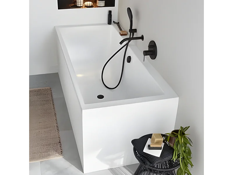 JACOB DELAFON Tablier frontal pour baignoire rectangulaire 180 x 90 x 60 cm installation angle Blanc mat