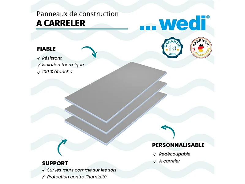 Lot de 3 panneaux de construction WEDI 250 x 60 x 5 cm