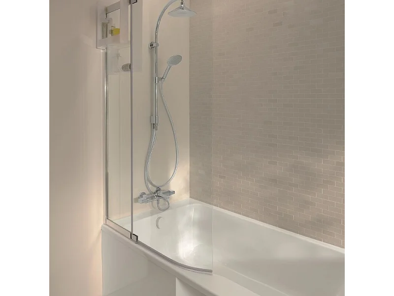 Tablier frontal JACOB DELAFON baignoire rectangulaire + pare bain, blanc brillant Installation en niche