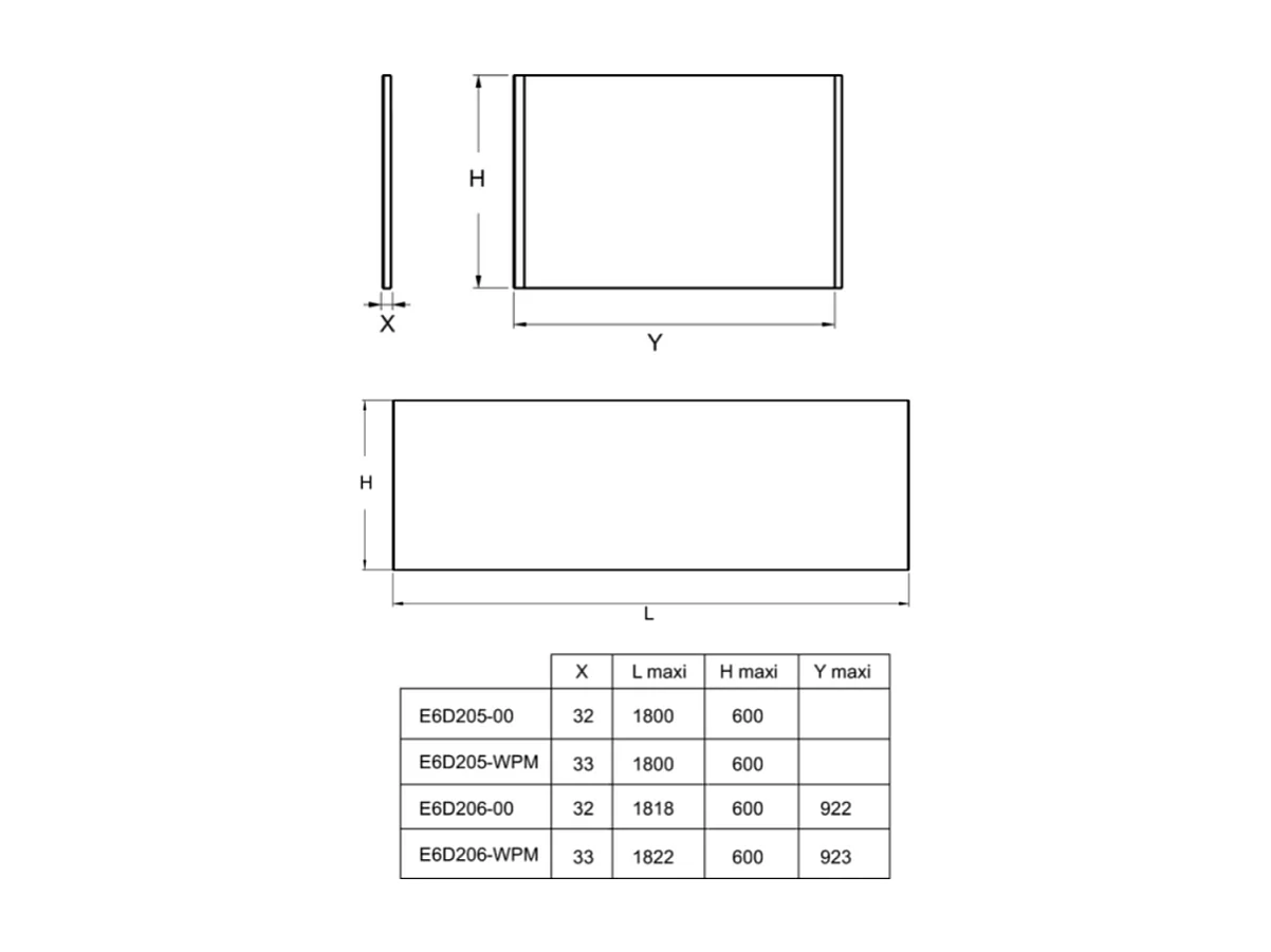 JACOB DELAFON Tablier frontal pour baignoire rectangulaire 180 x 90 x 60 cm installation angle Blanc