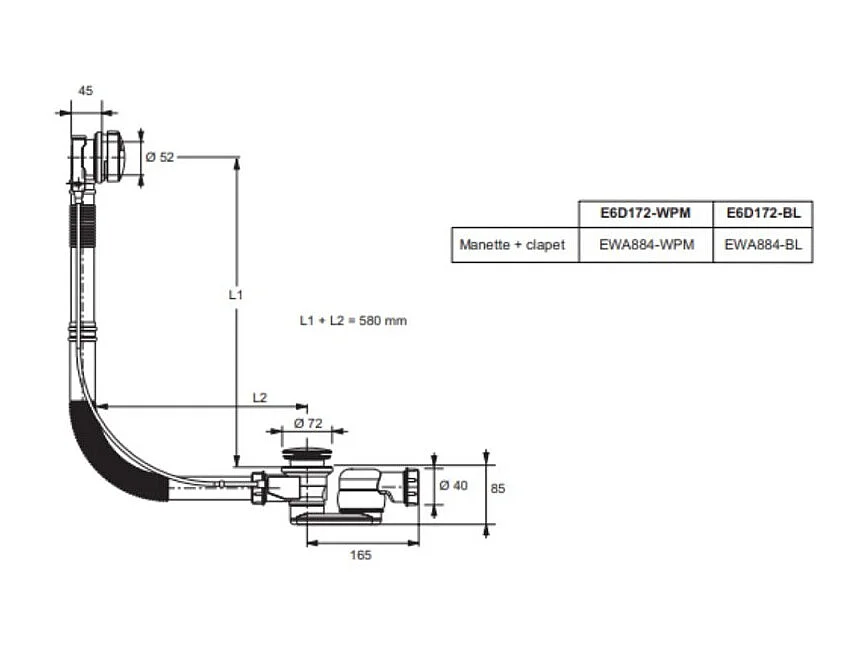 Vidage extra plat JACOB DELAFON Noir mat