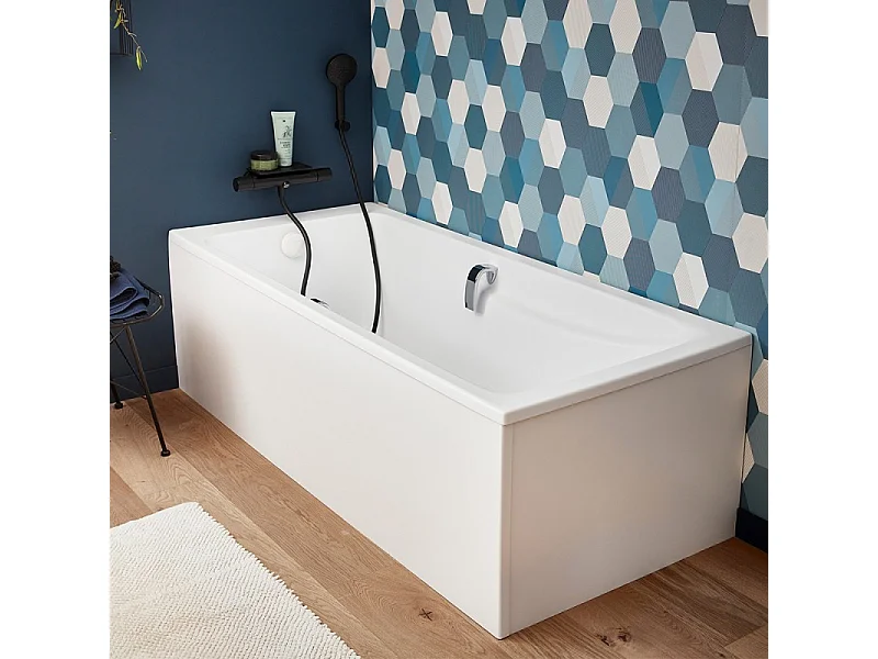 JACOB DELAFON Tablier frontal blanc pour baignoire rectangulaire 180 x 60 cm installation niche