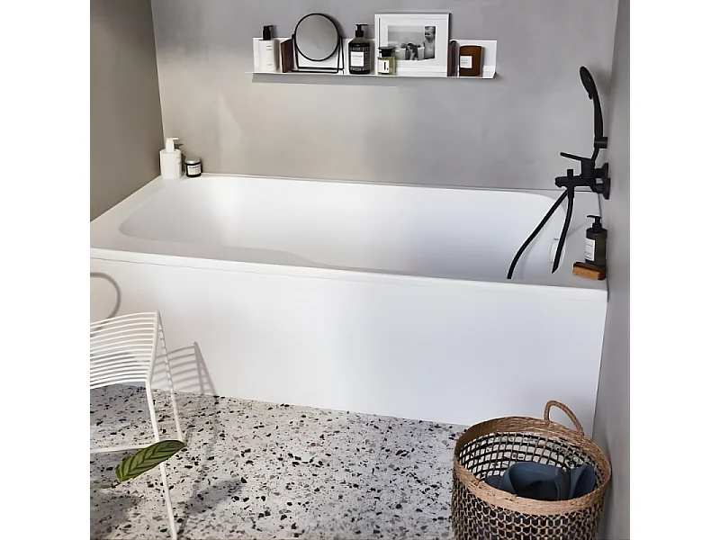 Tablier frontal universel JACOB DELAFON pour baignoire rectangulaire installation en niche blanc brillant