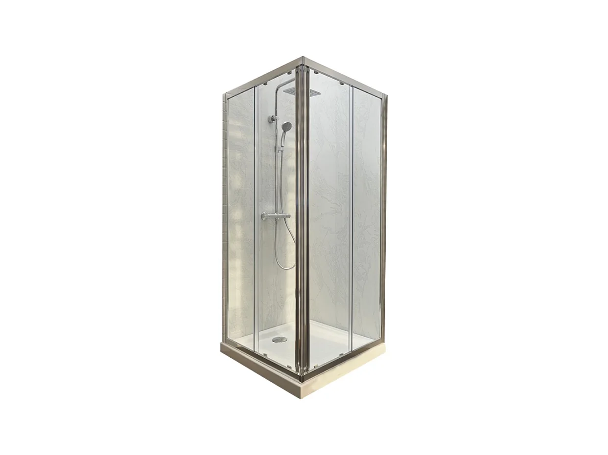 Lot receveur douche JACOB DELAFON Ipso 80x80 cm + paroi douche d'angle 190x80 cm Serenity