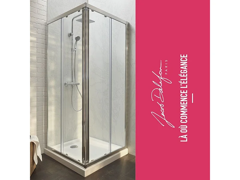 Lot receveur douche JACOB DELAFON Ipso 80x80 cm + paroi douche d'angle 190x80 cm Serenity