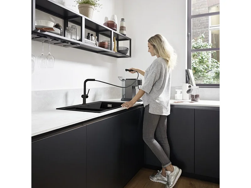Robinet de cuisine avec douchette HANSGROHE Talis M54 270 noir mat