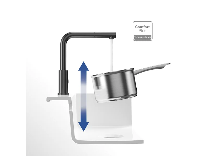 Robinet cuisine VILLEROY ET BOCH Steel Shower anthracite + nettoyant