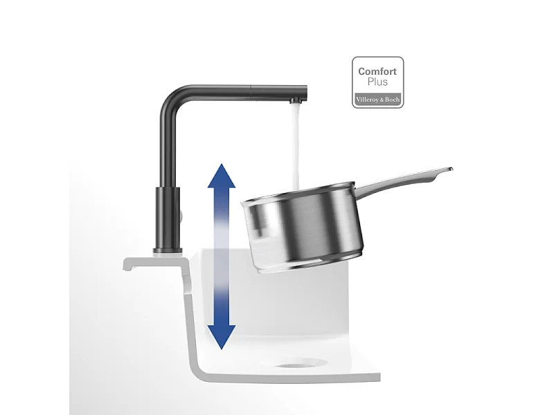 Robinet cuisine VILLEROY ET BOCH Steel Shower anthracite + nettoyant