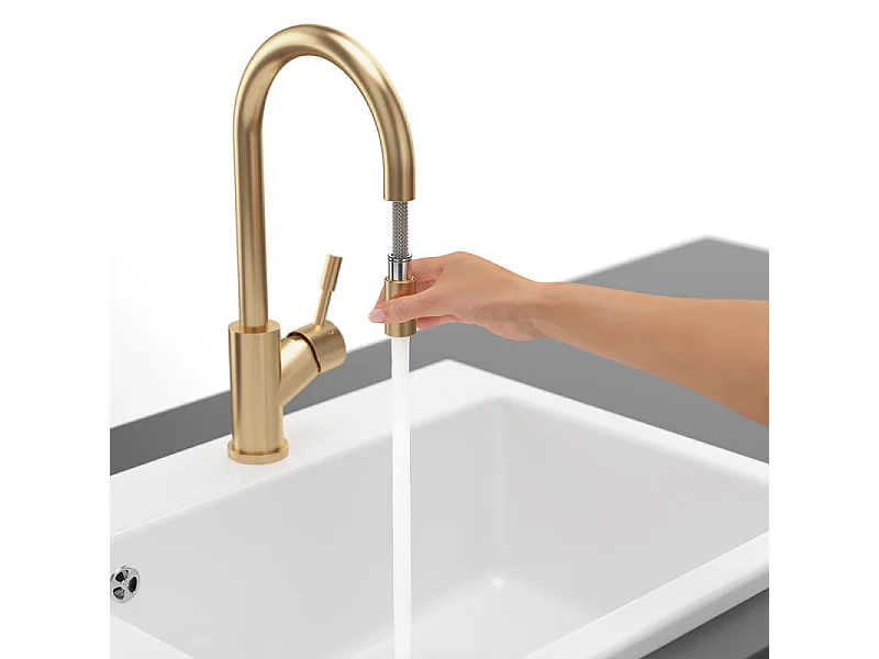Robinet cuisine VILLEROY ET BOCH Umbrella flex or mat + nettoyant