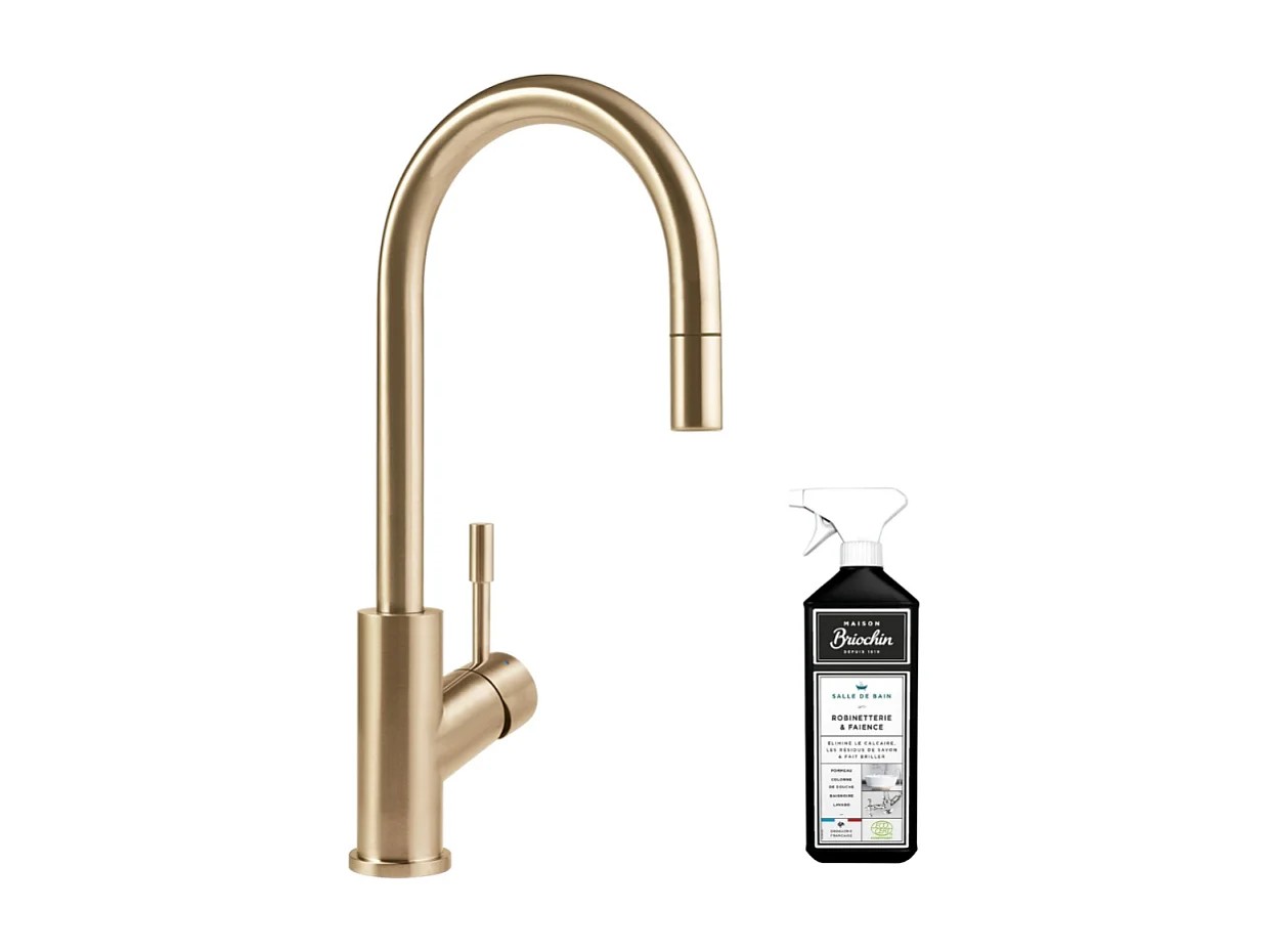 Robinet cuisine VILLEROY ET BOCH Umbrella flex or mat + nettoyant