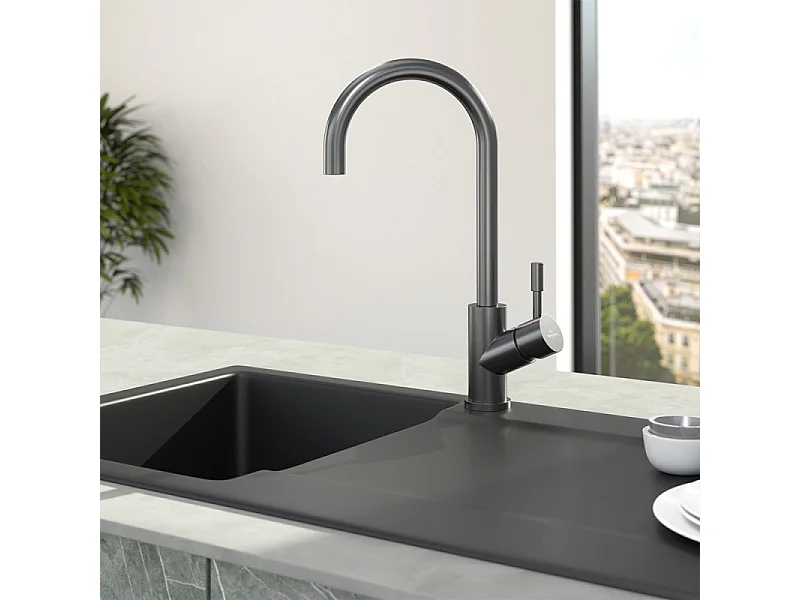 Robinet cuisine VILLEROY ET BOCH Umbrella anthracite + nettoyant