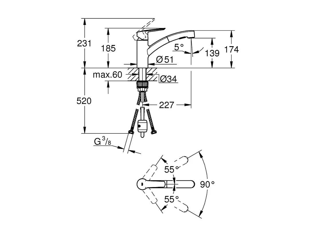 Robinet de cusine avec douchette GROHE Start 2021 + microfibre