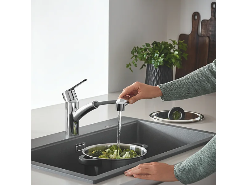 Robinet de cusine avec douchette GROHE Start 2021 + microfibre