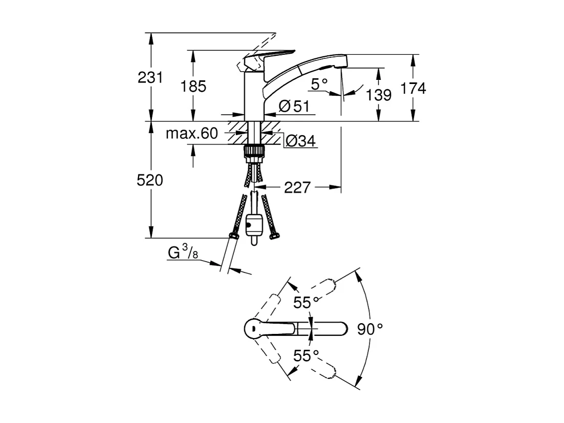 Robinet de cusine avec douchette GROHE Start 2021 + microfibre