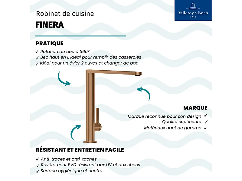 VILLEROY ET BOCH Grifo de cocina Finera bronce