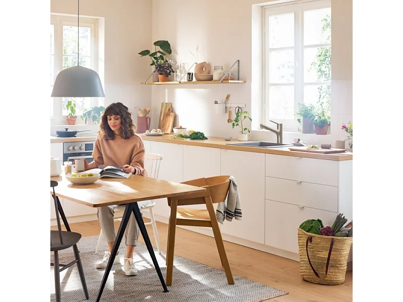 Robinet de cuisine avec douchette HANSGROHE Zesis M33 150 2 jets aspect acier inox