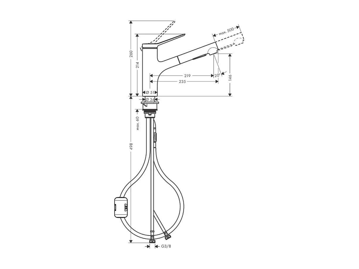 Robinet de cuisine avec douchette HANSGROHE Zesis M33 150 2 jets aspect acier inox